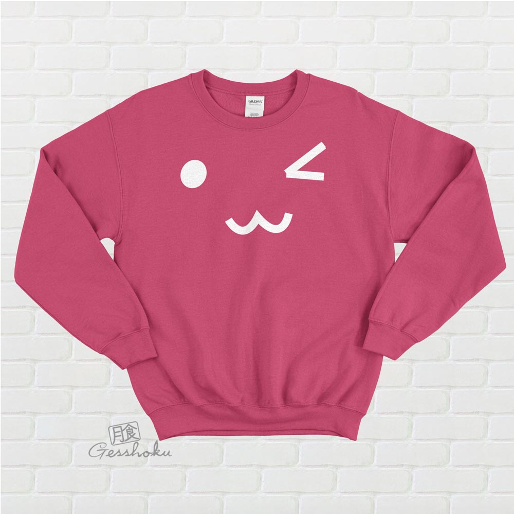 Kawaii Face Crewneck Sweatshirt - Hot Pink