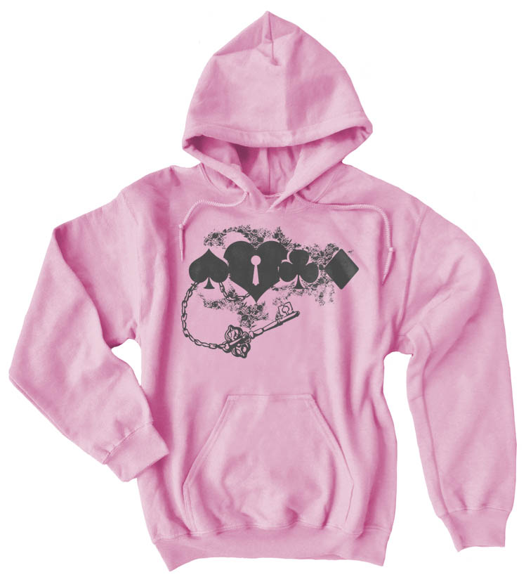Key to My Heart Card Suit Pullover Hoodie - Light Pink