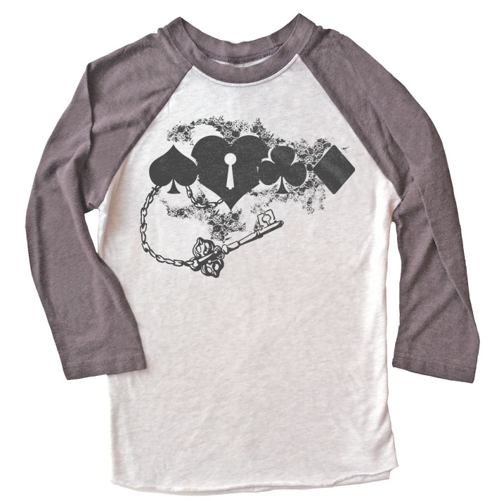 Key to My Heart Raglan T-shirt 3/4 Sleeve - Grey/White