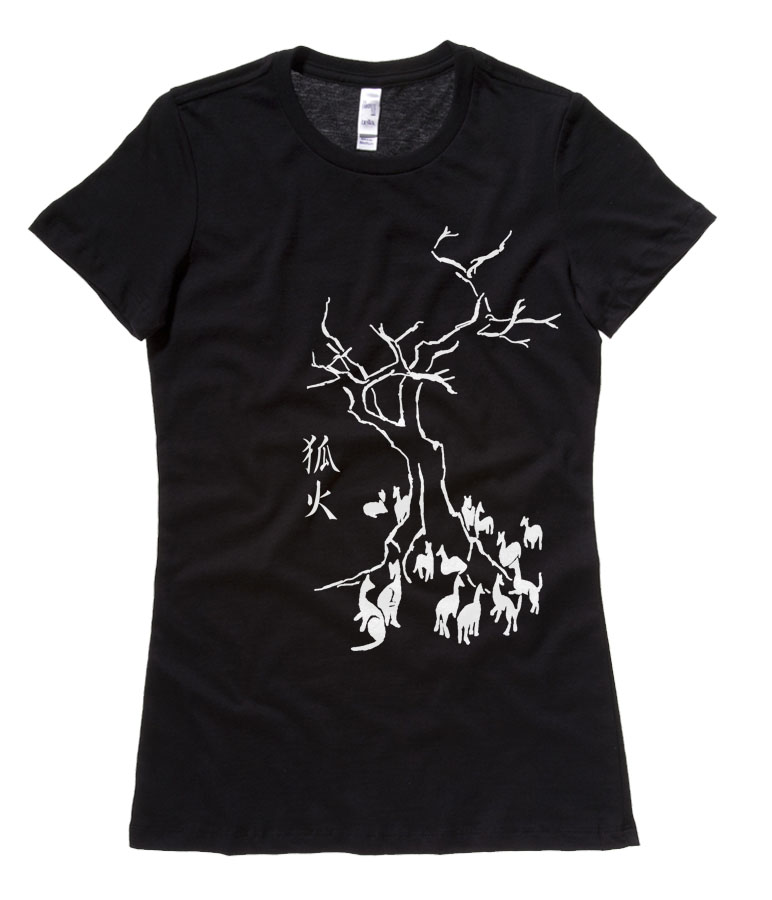 Kitsune Fire Ladies T-shirt - Black