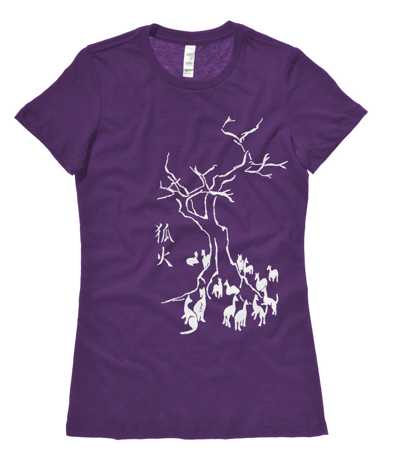 Kitsune Fire Ladies T-shirt - Purple