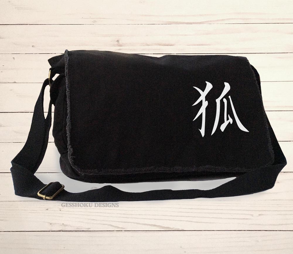 Kitsune Kanji Messenger Bag - Black