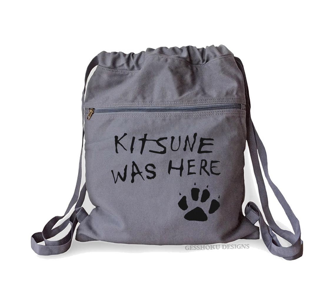 Kitsune Was Here Cinch Backpack - Smoke Grey