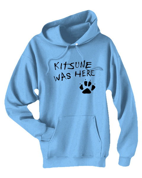 Kitsune Was Here Pullover Hoodie - Light Blue