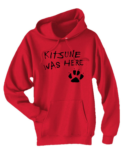Kitsune Was Here Pullover Hoodie - Red