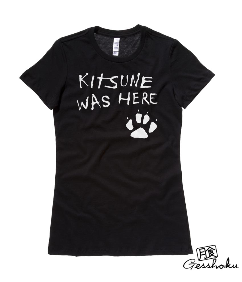 Kitsune Was Here Ladies T-shirt - Black