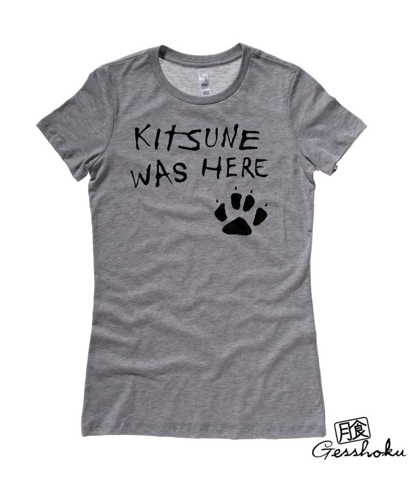 Kitsune Was Here Ladies T-shirt - Deep Heather Grey
