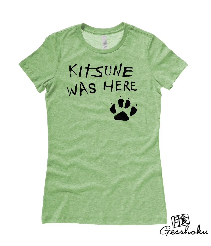 Kitsune Was Here Ladies T-shirt - Heather Green