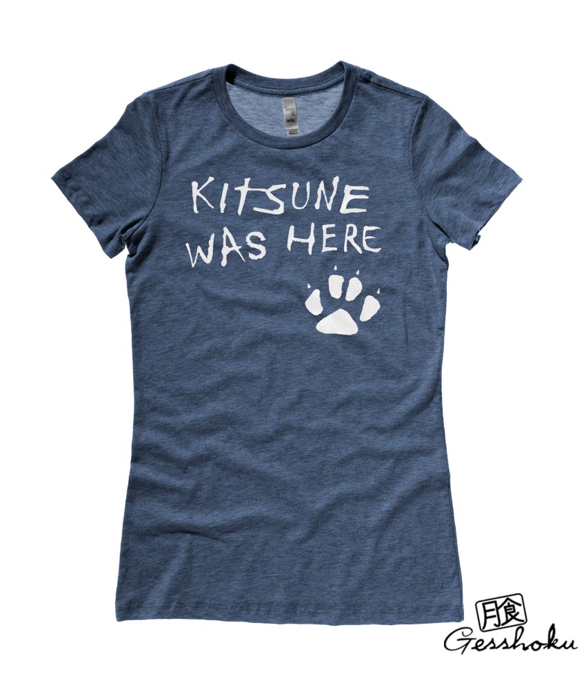 Kitsune Was Here Ladies T-shirt - Heather Navy
