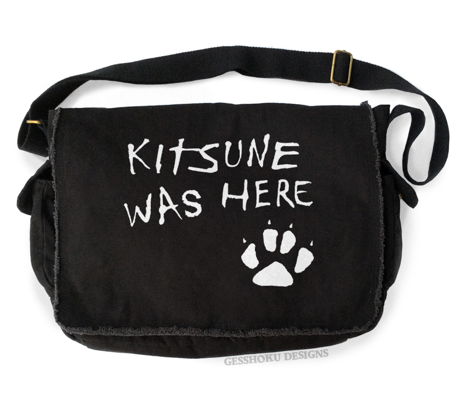 Kitsune Was Here Messenger Bag - Black