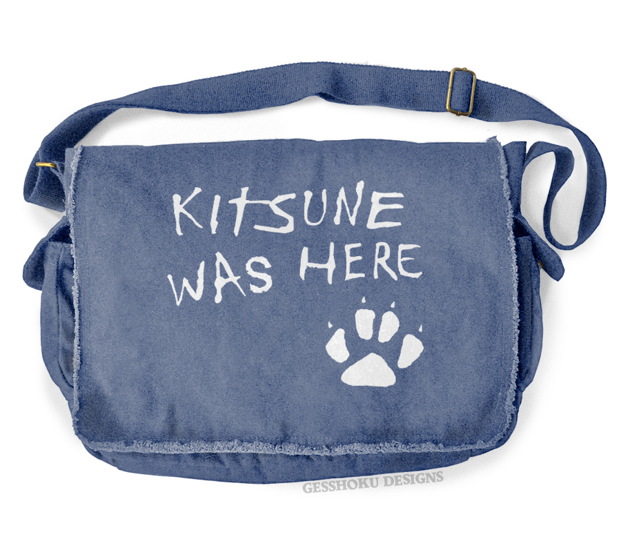 Kitsune Was Here Messenger Bag - Denim Blue