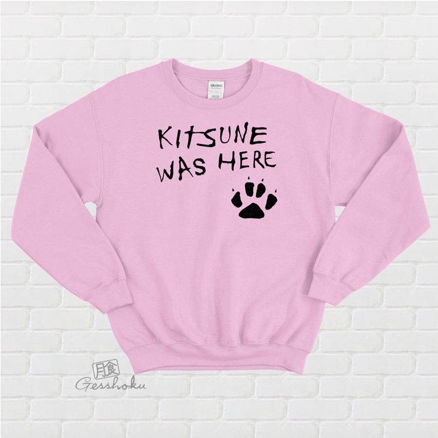 Kitsune Was Here Crewneck Sweatshirt - Light Pink