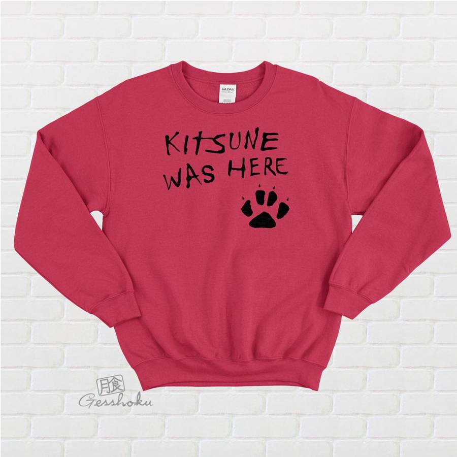 Kitsune Was Here Crewneck Sweatshirt - Red