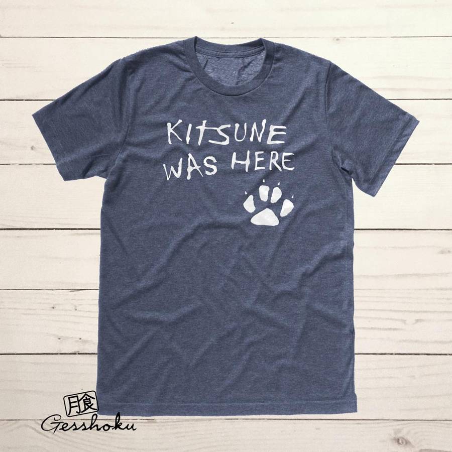 Kitsune Was Here T-shirt - Heather Navy