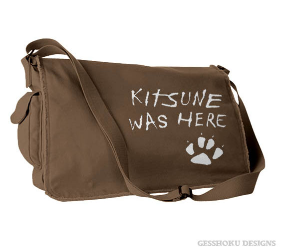 Kitsune Was Here Messenger Bag - Brown