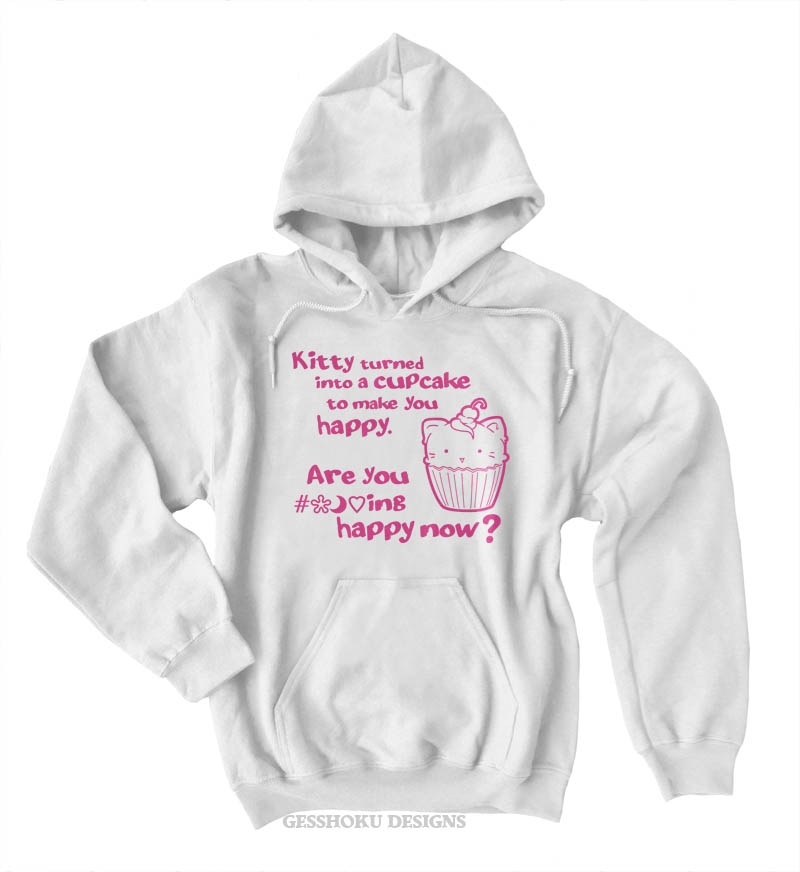 Kitty Turned into a Cupcake Pullover Hoodie - White