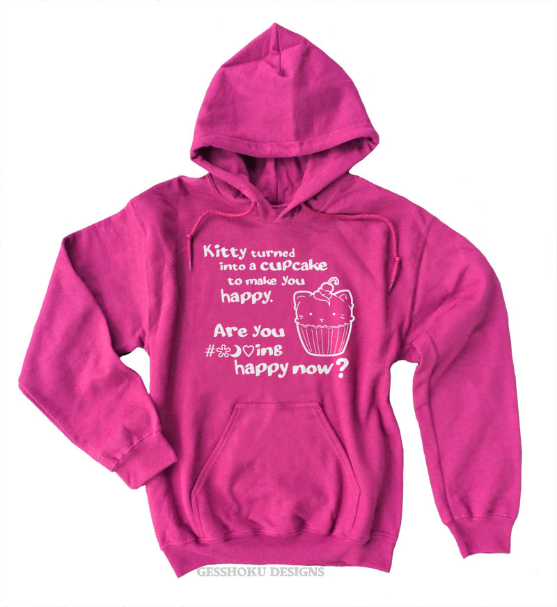 Kitty Turned into a Cupcake Pullover Hoodie - Hot Pink