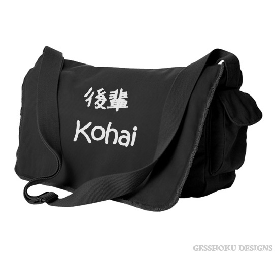 Kohai Japanese Kanji Messenger Bag - Black
