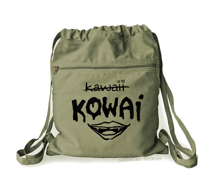 KOWAI Not Kawaii Cinch Backpack - Khaki Green
