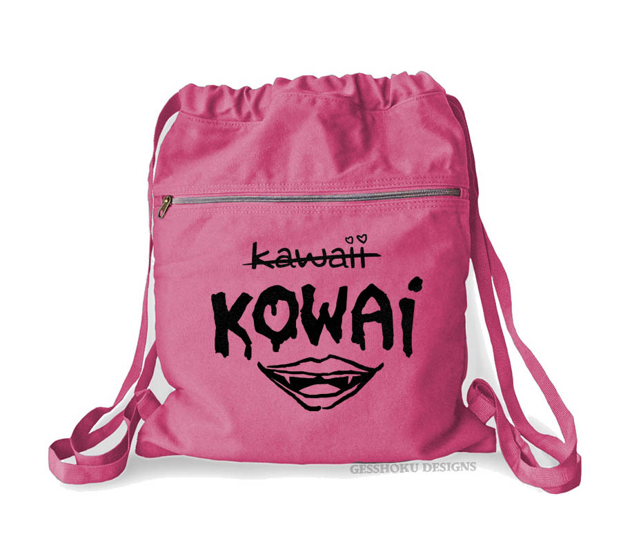 KOWAI Not Kawaii Cinch Backpack - Raspberry
