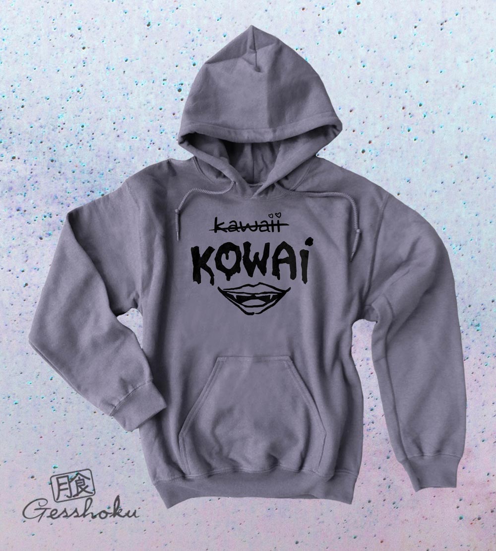 KOWAI not Kawaii Pullover Hoodie - Charcoal Grey