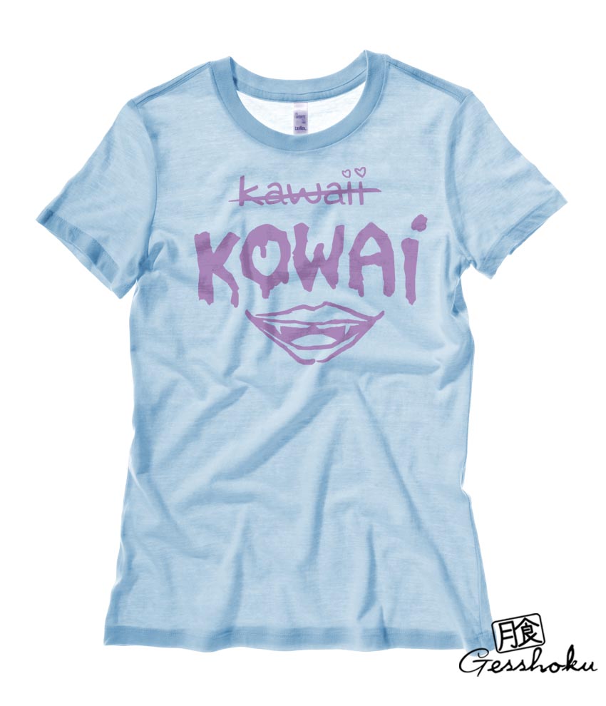 KOWAI not Kawaii Ladies T-shirt - Light Blue