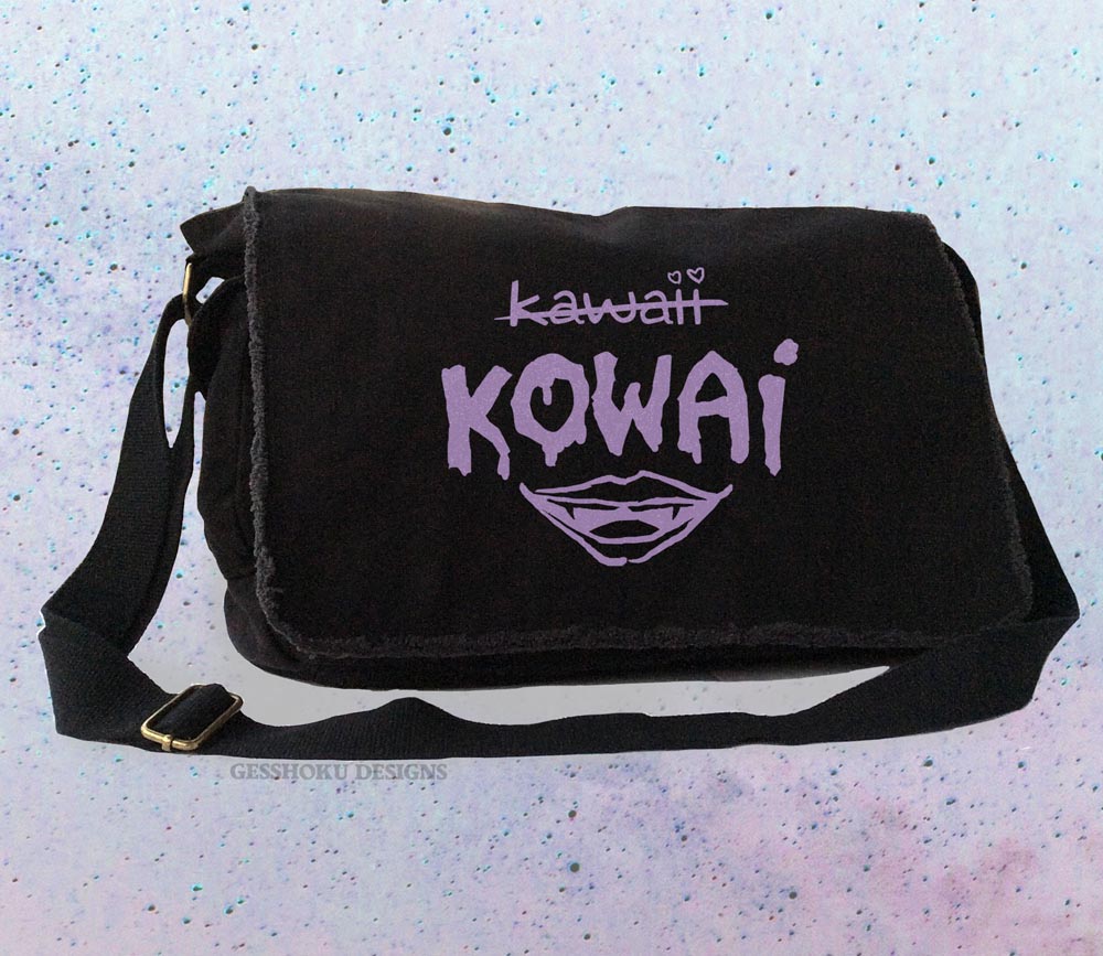 KOWAI not Kawaii Messenger Bag - Black/Purple