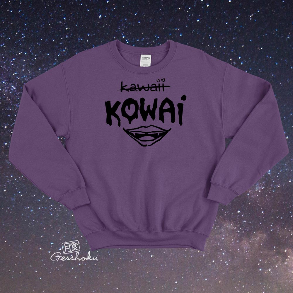 KOWAI not Kawaii Crewneck Sweatshirt - Purple