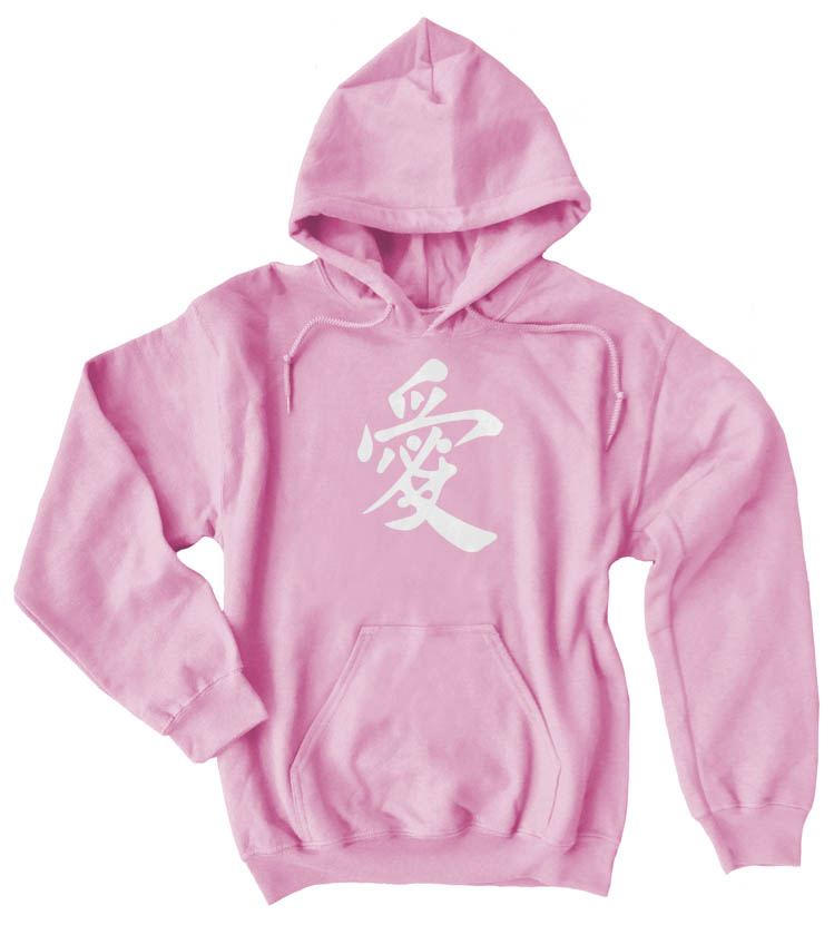 Japanese Love Kanji Pullover Hoodie - Light Pink