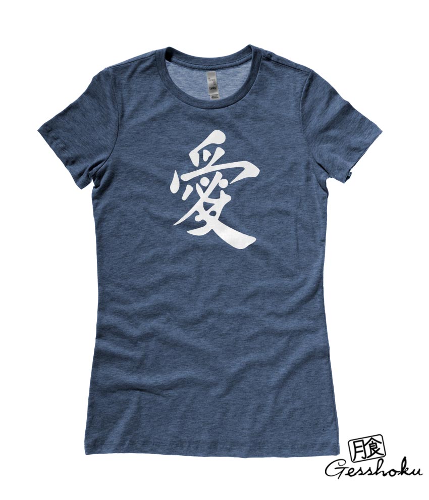 Japanese Kanji Love Ladies T-shirt - Heather Navy