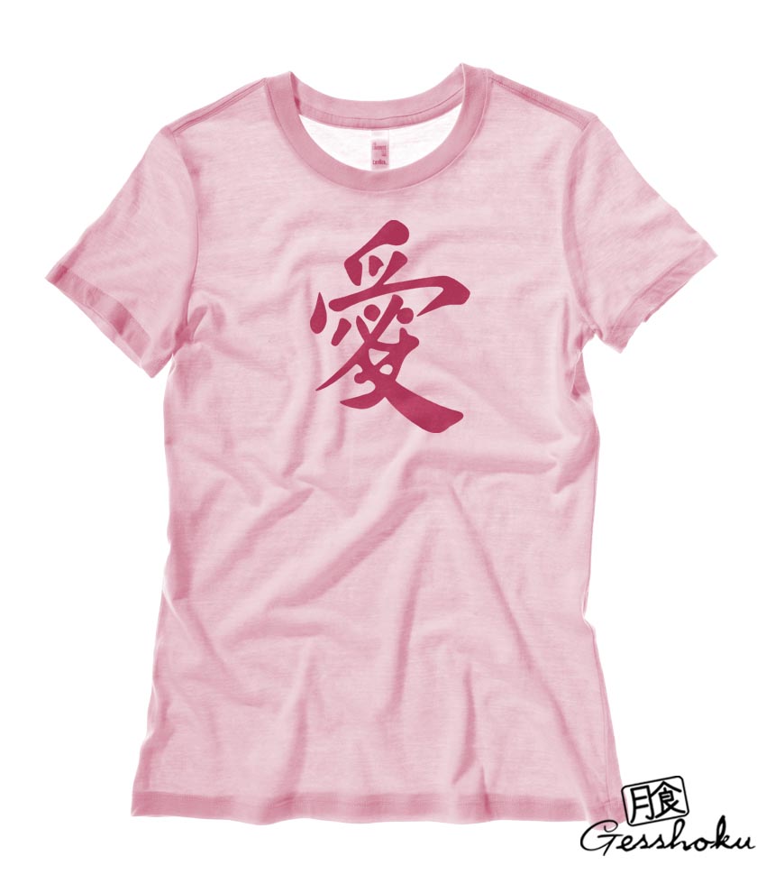 Japanese Kanji Love Ladies T-shirt - Light Pink