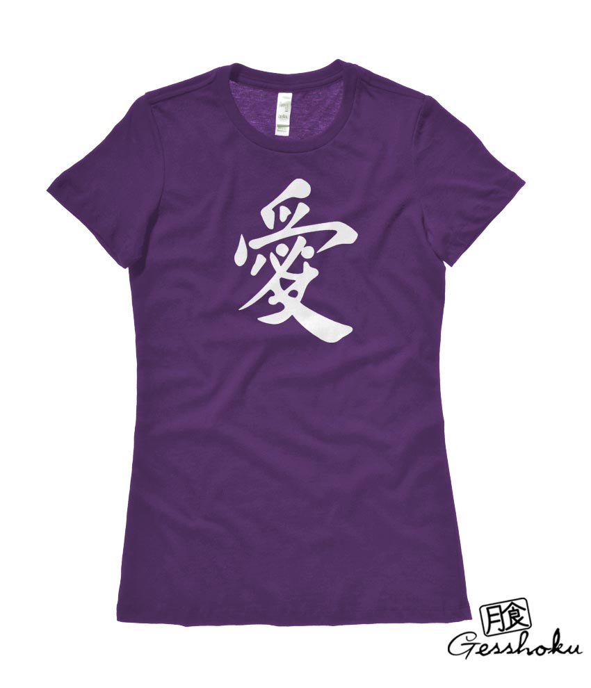 Japanese Kanji Love Ladies T-shirt - Purple
