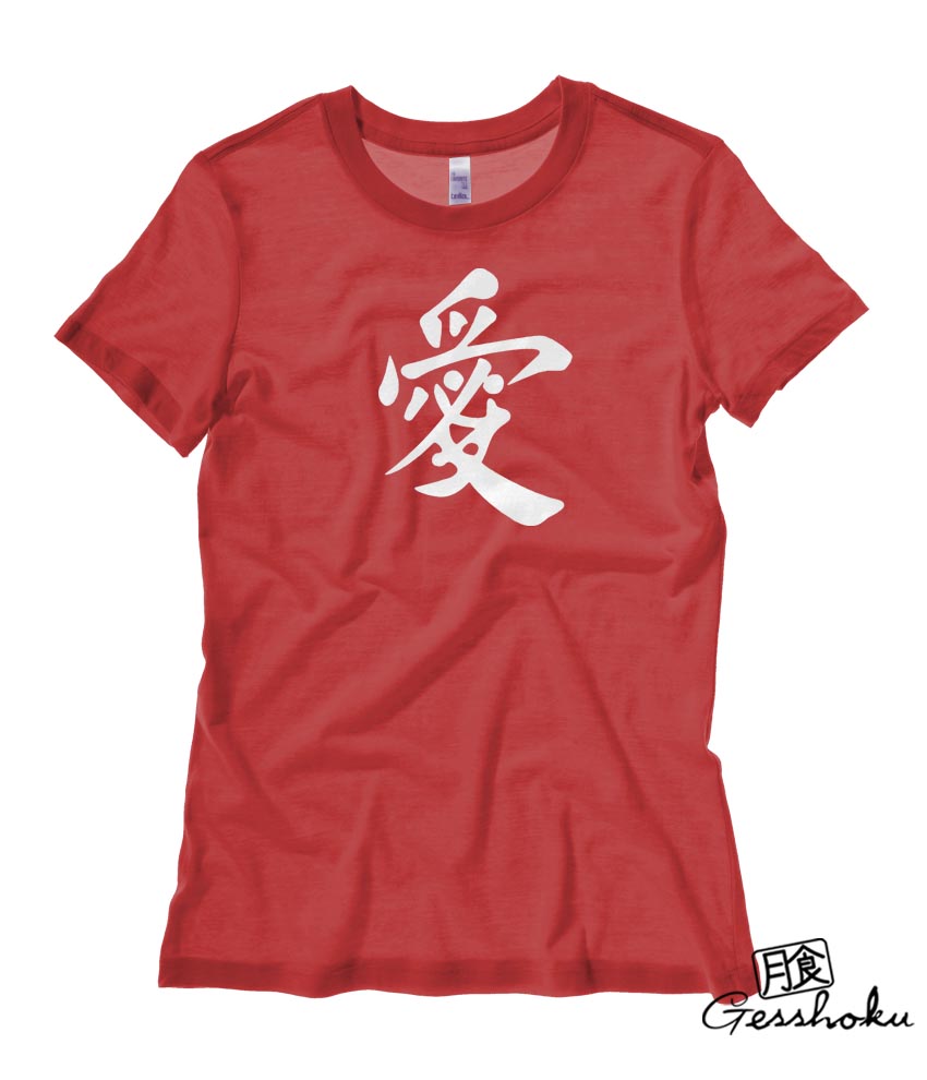 Japanese Kanji Love Ladies T-shirt - Red