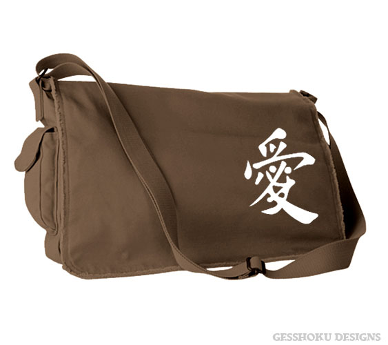 Love Kanji Messenger Bag - Brown