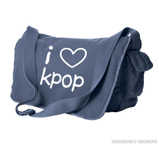 I Love Kpop Messenger Bag - Denim Blue