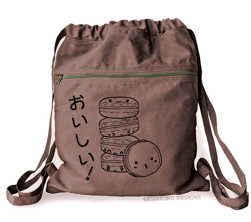 Delicious Macarons Cinch Backpack - Brown