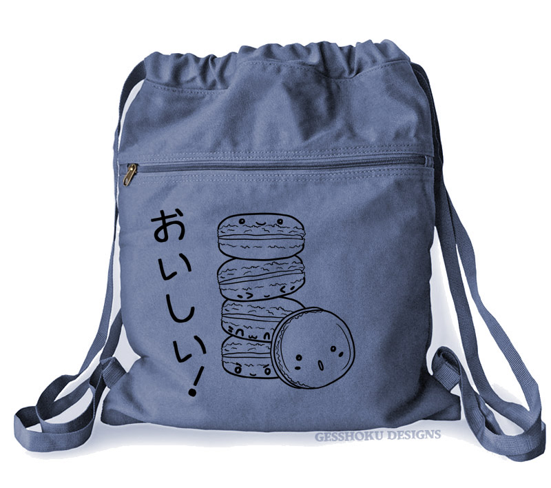 Delicious Macarons Cinch Backpack - Denim Blue