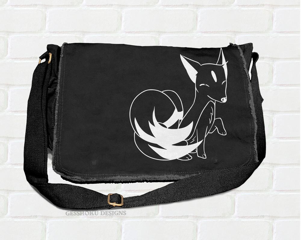 Majestic Kitsune Messenger Bag - White/Black