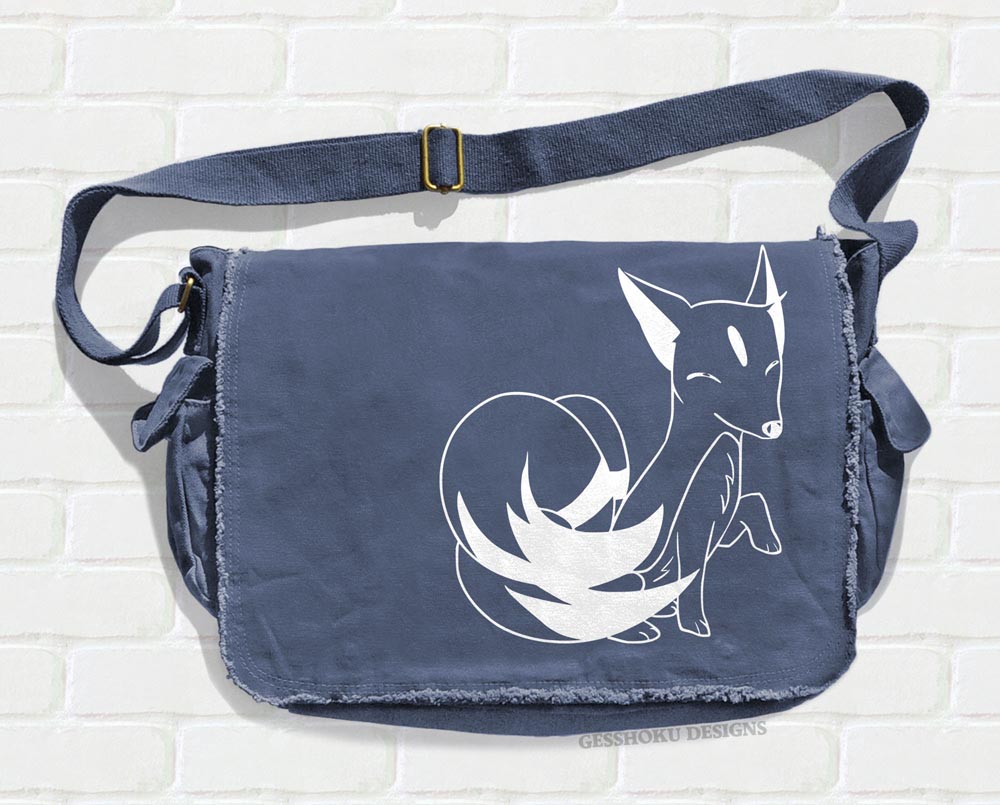 Majestic Kitsune Messenger Bag - Denim Blue