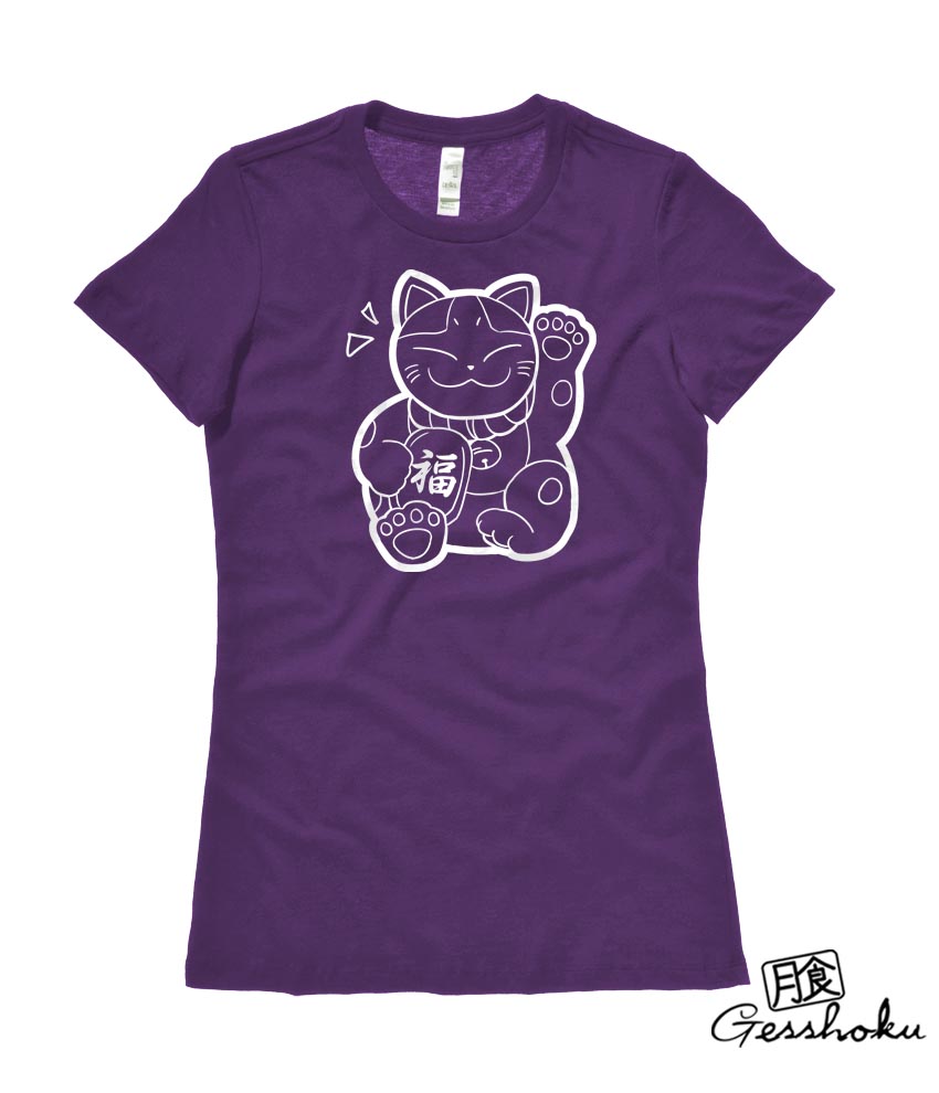 Maneki Neko Ladies T-shirt - Purple