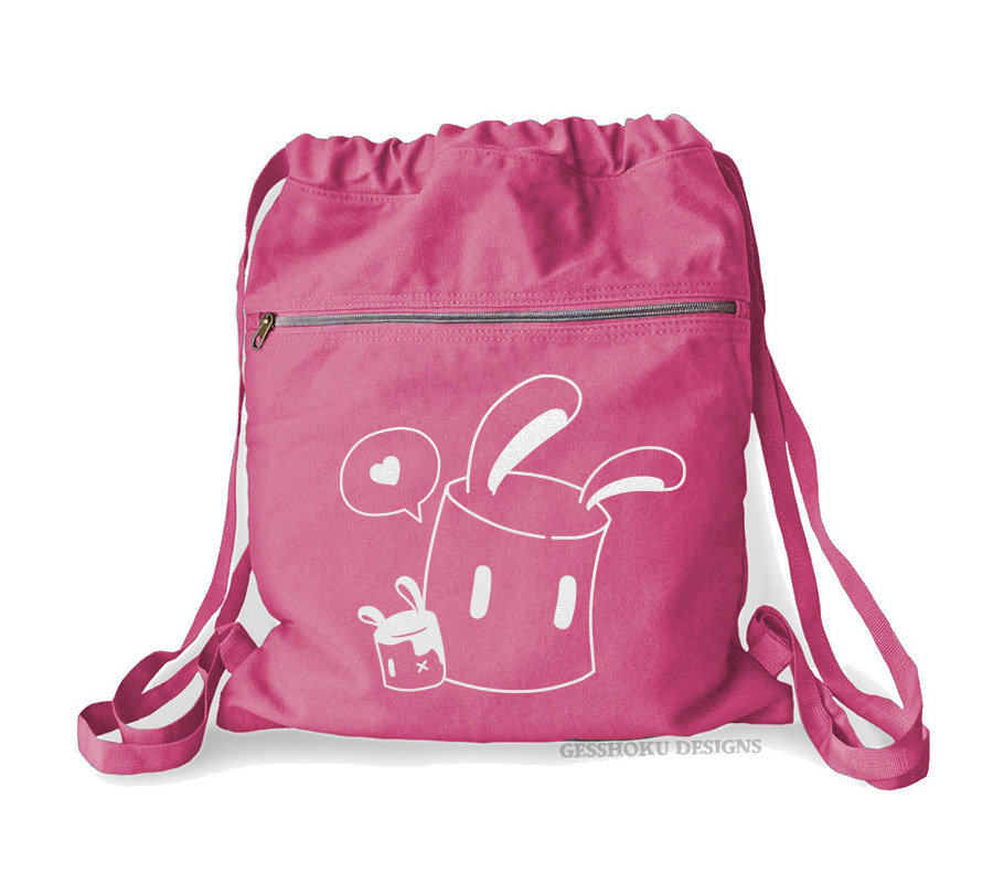 Marshmallow Bunnies Cinch Backpack - Raspberry