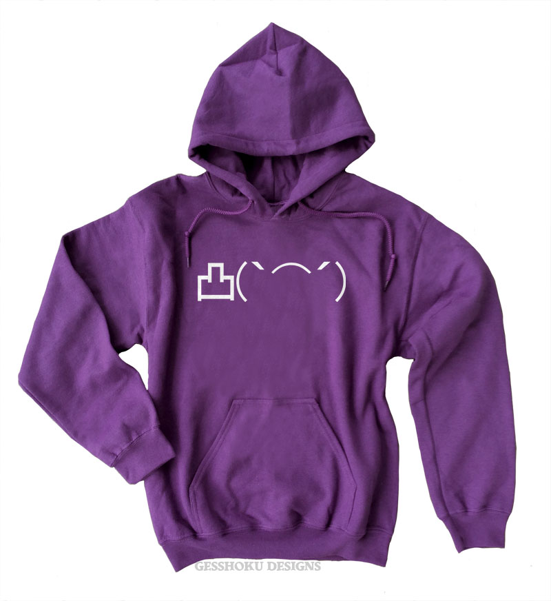 Angry Middle Finger Emoji Pullover Hoodie - Purple