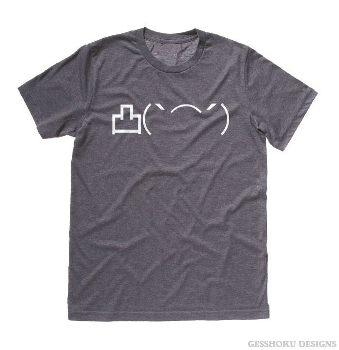Angry Middle Finger Emoticon T-shirt - Charcoal Grey