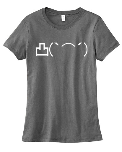 Angry Middle Finger Emoticon Ladies T-shirt - Charcoal Grey