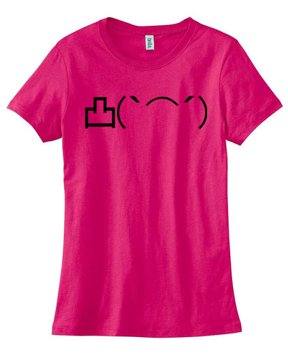 Angry Middle Finger Emoticon Ladies T-shirt - Hot Pink