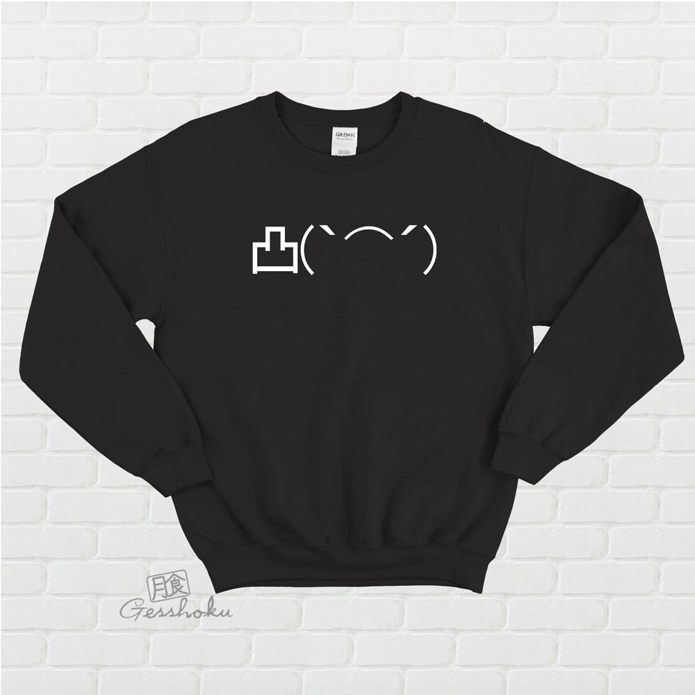 Middle Finger Emoji Crewneck Sweatshirt - Black