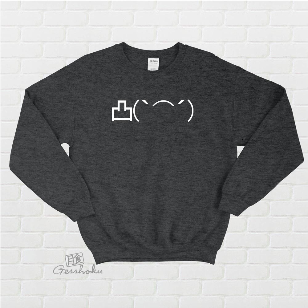 Middle Finger Emoji Crewneck Sweatshirt - Heather Black