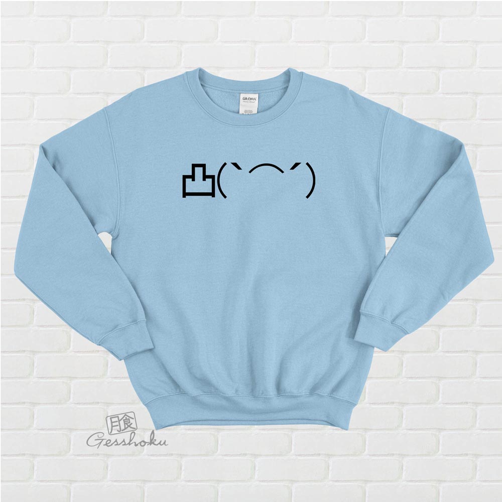 Middle Finger Emoji Crewneck Sweatshirt - Light Blue