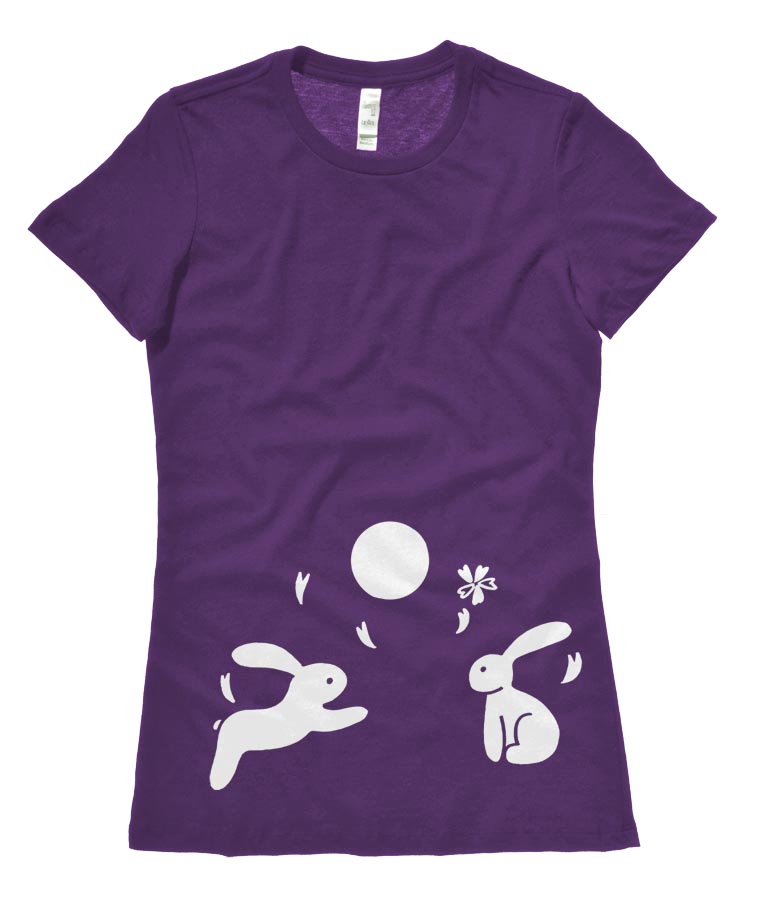 Japanese Moon Bunnies Ladies T-shirt - Purple