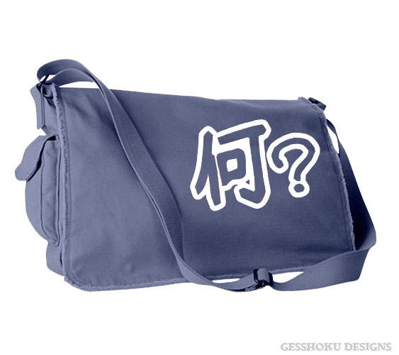 Nani? Japanese Kanji Messenger Bag - Denim Blue